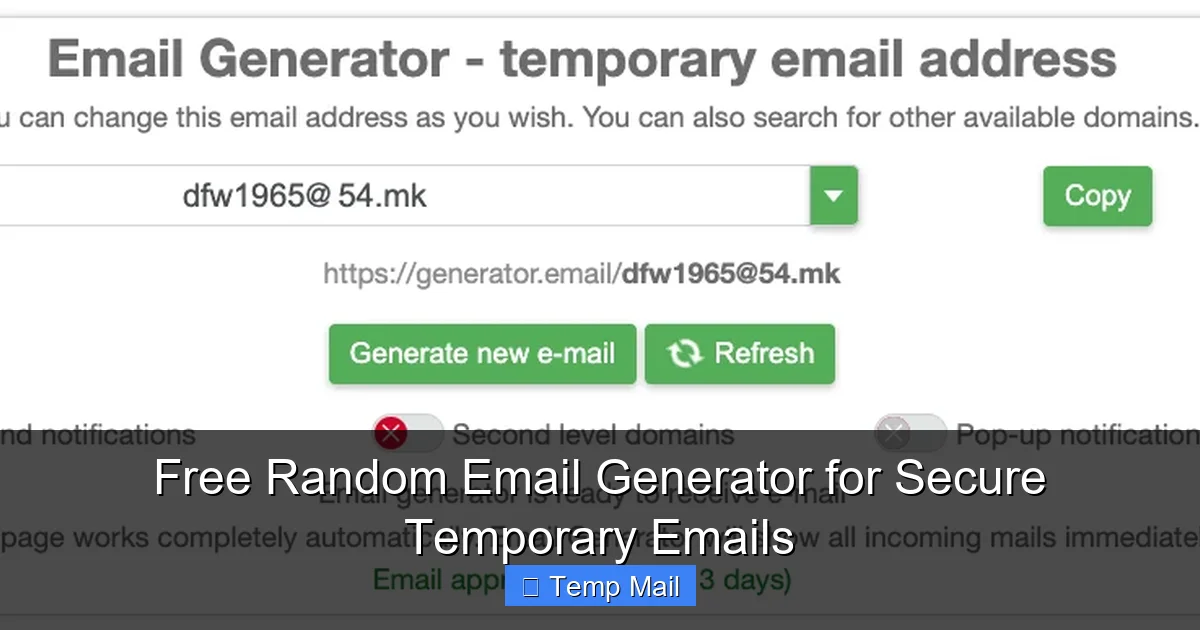Free Random Email Generator for Secure Temporary Emails