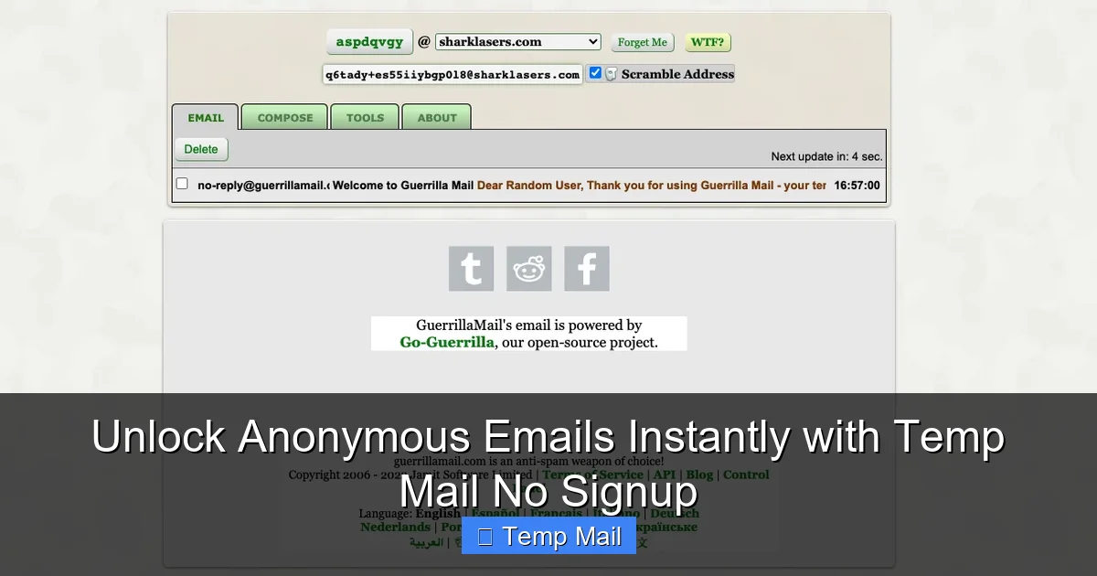 Unlock Anonymous Emails Instantly with Temp Mail No Signup
